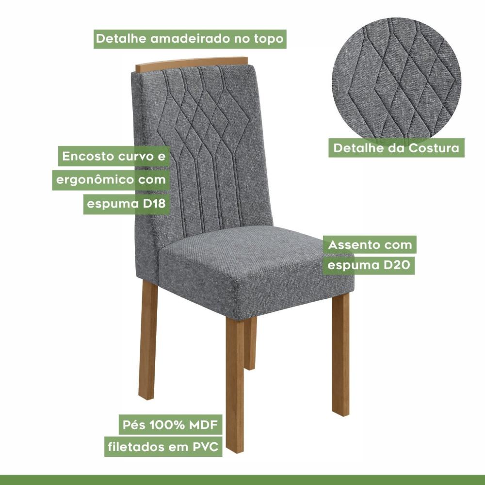 Miniatura Conjunto 2 Cadeiras Exclusive Móveis Lopas Amêndoa Clean/Cinza