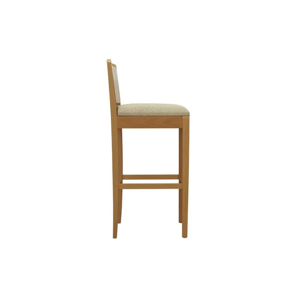 Miniatura Banqueta De Cozinha Sara Madeira Maciça 1bmm005ca 1 Un Carvalho Bouclê Cinza Tela Grafite