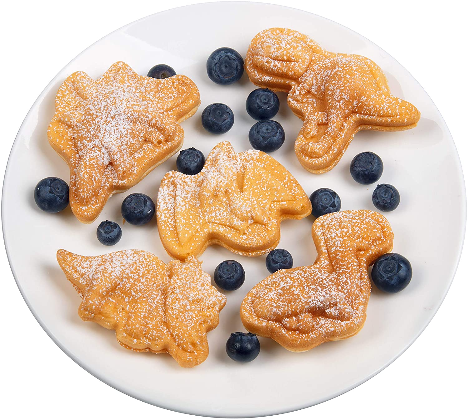 CucinaPro Máquina de Waffle Dinossauros Divertido Crianças e Adultos 5 Dinos Antiaderente Branco 110V