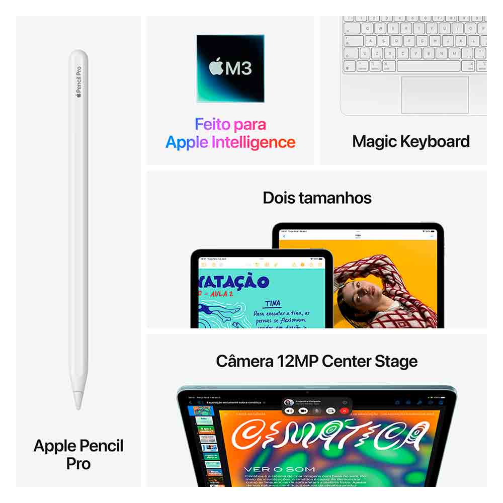 iPad Air Apple Processador M3 (11", Wi-Fi, 256GB) - Branco Bivolt