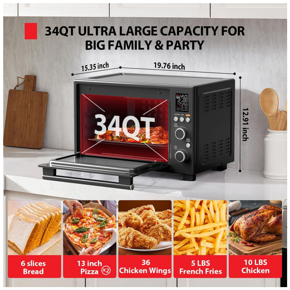 Forno elétrico de bancada 32L Toshiba ChefFry inox air fryer convecção 1750W 110V