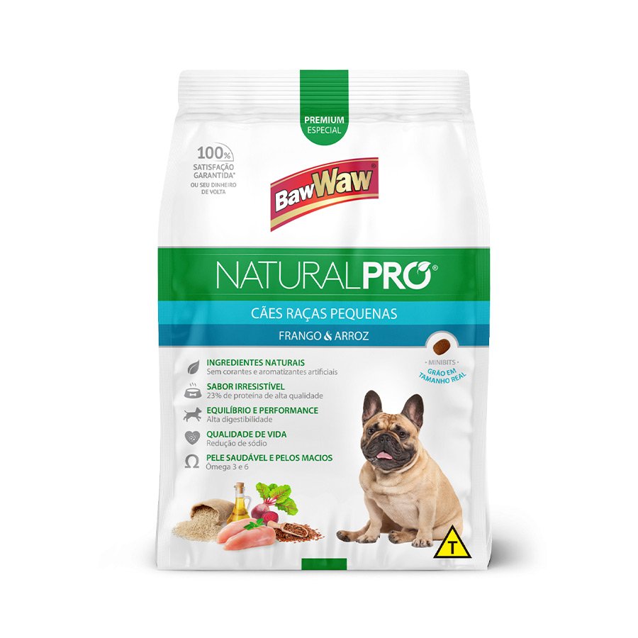 Miniatura Ração Baw Waw Natural Pró Cão Pequeno Frango e Arroz 1kg