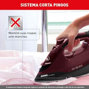 Ferro de Passar a Vapor Arno Ultragliss com Spray e Base Durilium Airglide - Vinho 110V