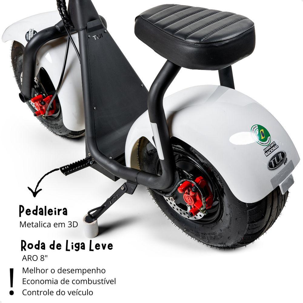Scooter Elétrica 1000w Tui Pop Moto Patinete Sem Cnh Preto-branco