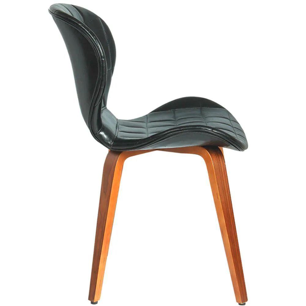 Miniatura Kit 3 Cadeiras De Jantar Moderna Com Tressê Base Madeira Lucy R02 Sintético Preto - Mpozenato