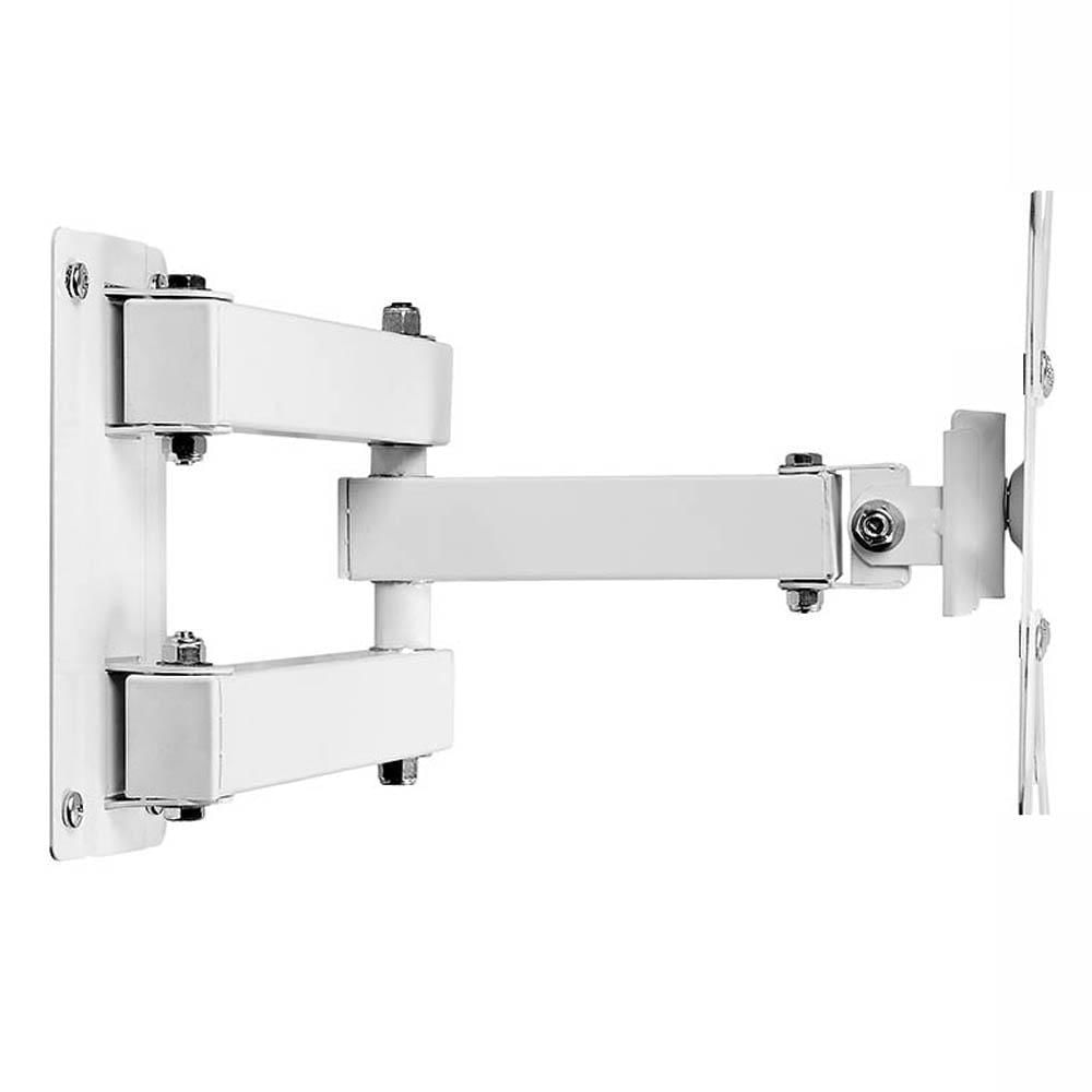 Kit Suporte Tv Tri Articulado 28 43 Suporte Receptor Branco