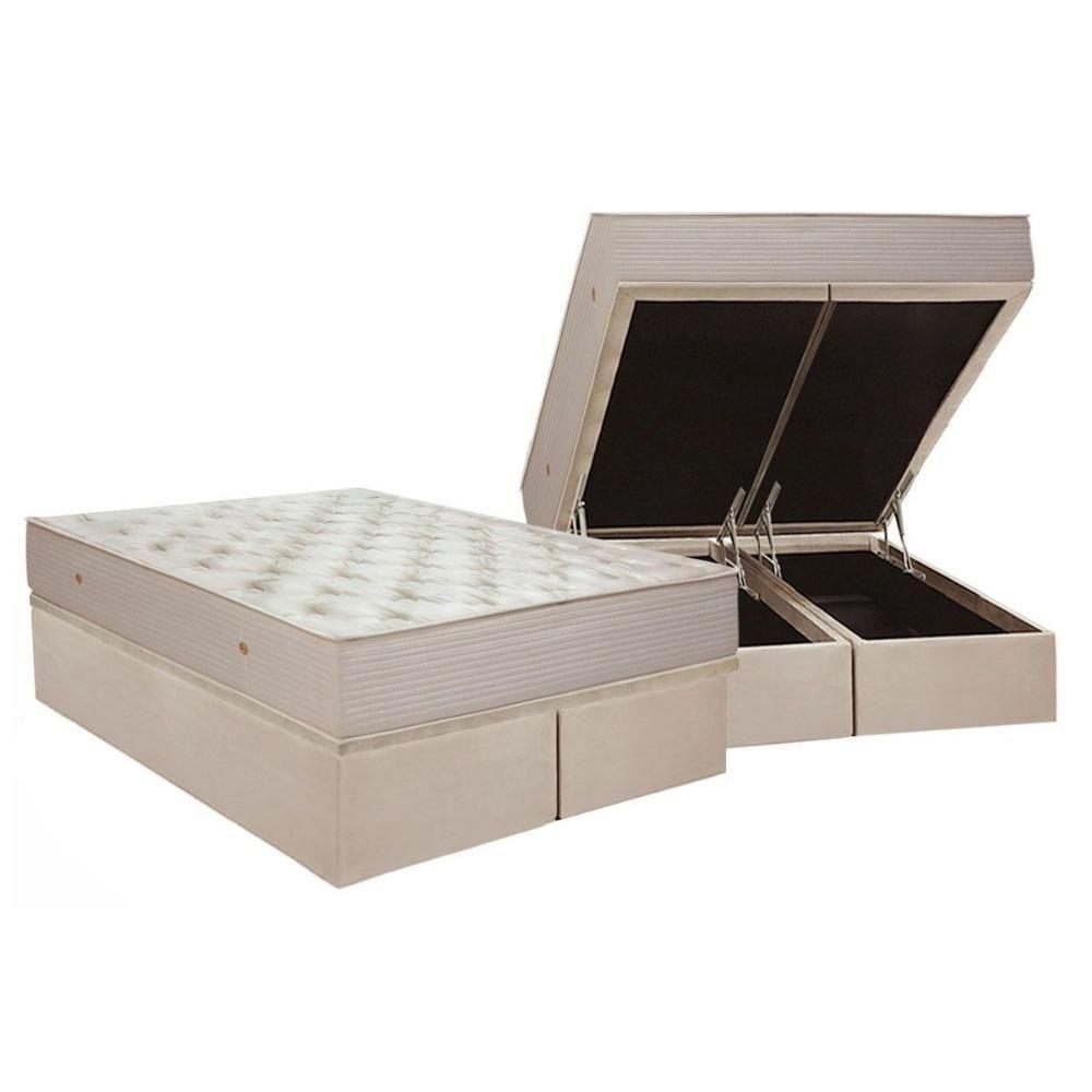Miniatura Cama Box Baú Colchão Molas Ortobom Hotelaria Multilastic Orthotel SuperluxoBase Suede Clean(158x198)