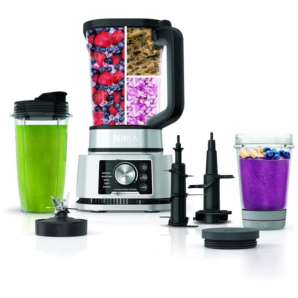 Miniatura Liquidificador Ninja Foodi Power Blender Processor System com Fabricante de Smoothie Bowls e Extrator de Nutrientes, Edição Canadense,
