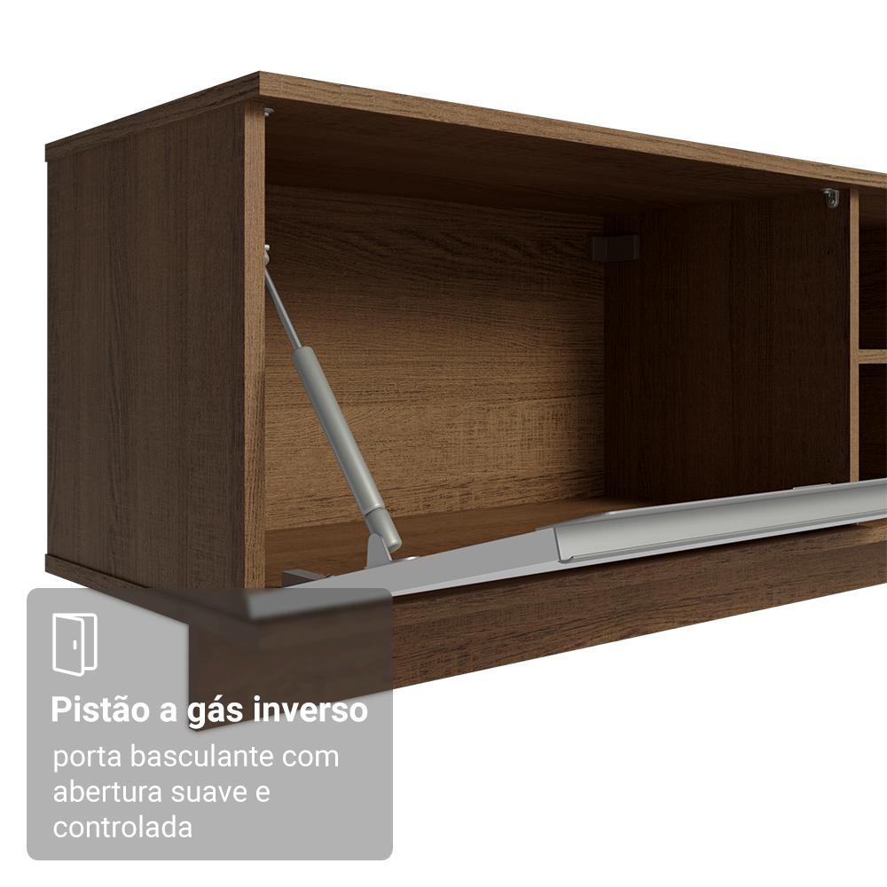 Rack Suspenso para TV até 80 Polegadas 218 cm 2 Portas Rustic/Branco Glamy Madesa