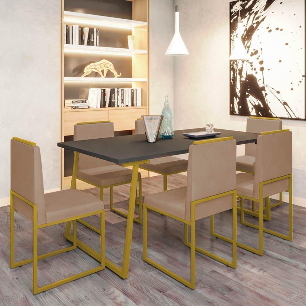 Miniatura Cadeira Sala Jantar Barcelona – Base Metal Dourado – Veludo Cor:capuccino