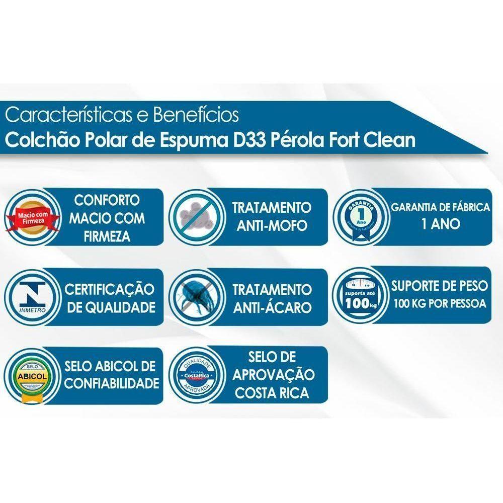 Miniatura Colchão Solteiro Espuma D33 Pérola Clean (88x188x17) - Polar