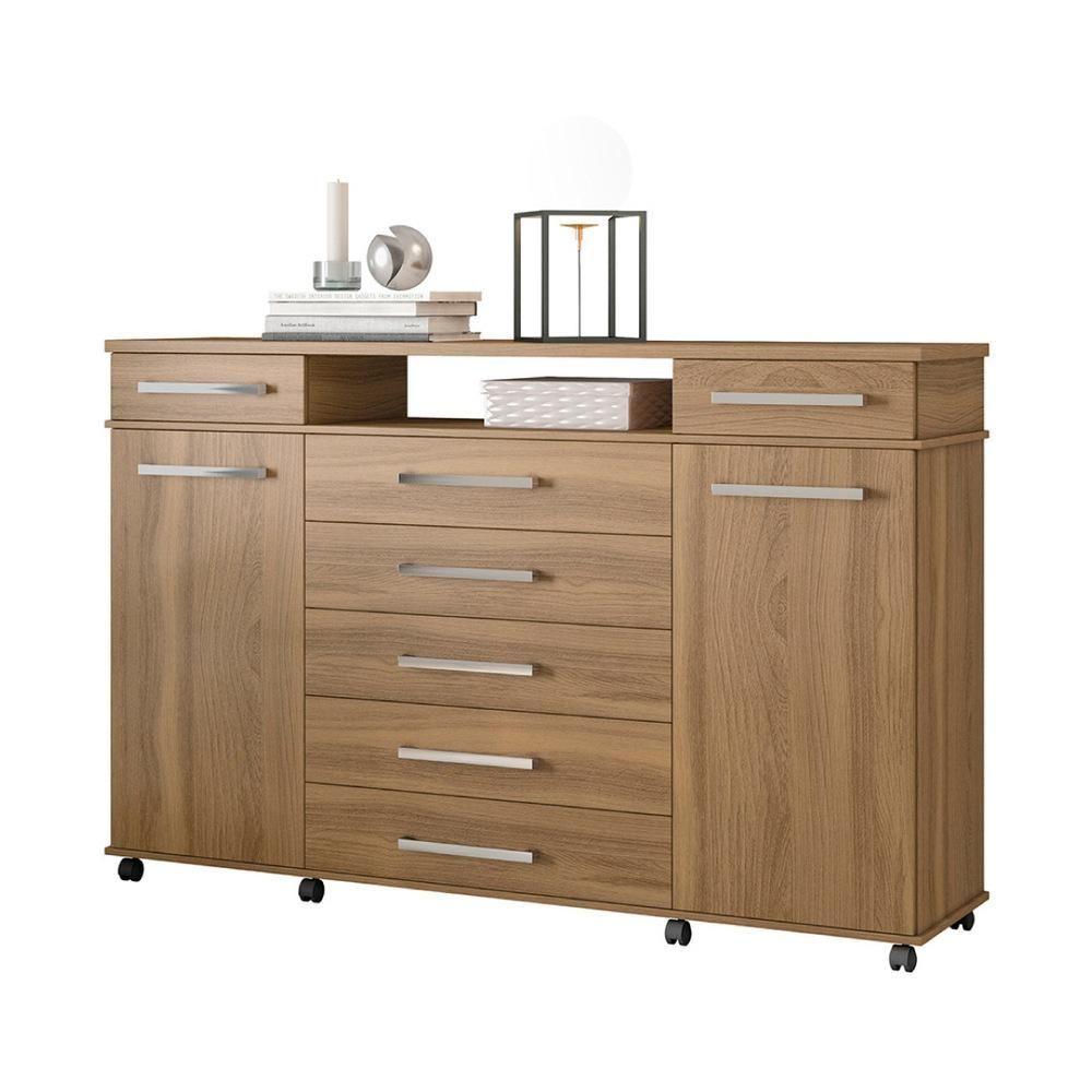 Miniatura Cômoda 2 Portas 7 Gavetas Com Rodízios Cr40117 Amêndola Amêndola