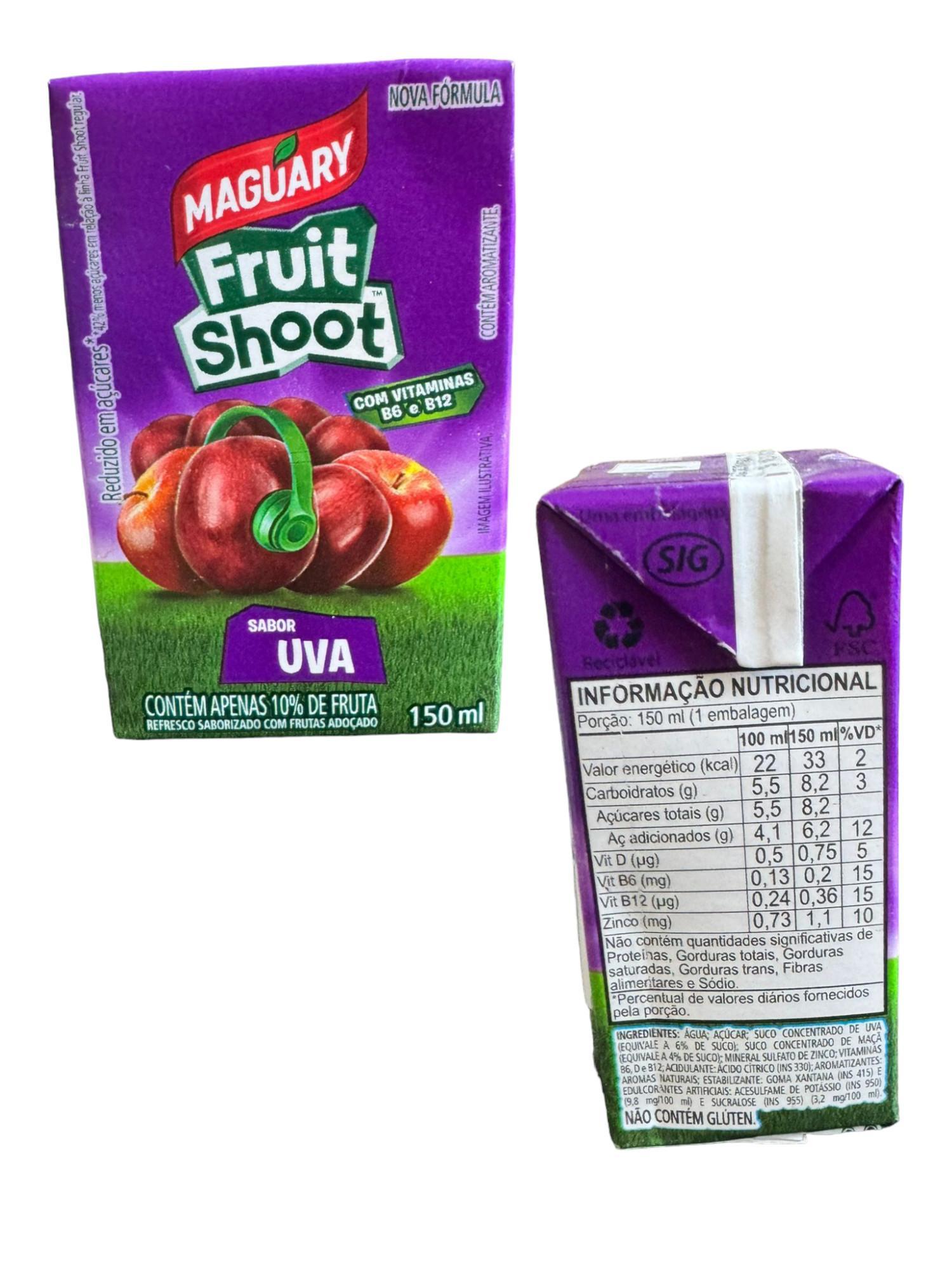 Miniatura Suco Maguary Uva Fruit Shoot 150Ml Lanche Escola- Kit 25Un