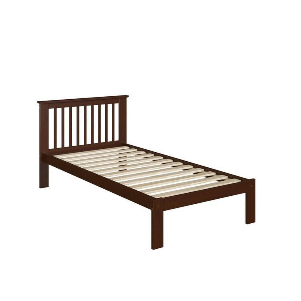 Miniatura Conjunto de Quarto Solteiro Júlia de Madeira Maciça com Cama de Solteiro e Mesa de Cabeceira Walnut