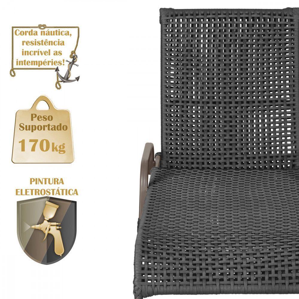 Miniatura 4 Espreguiçadeiras Catar E 4 Mesas Garden Cor Marrom Trama Preto