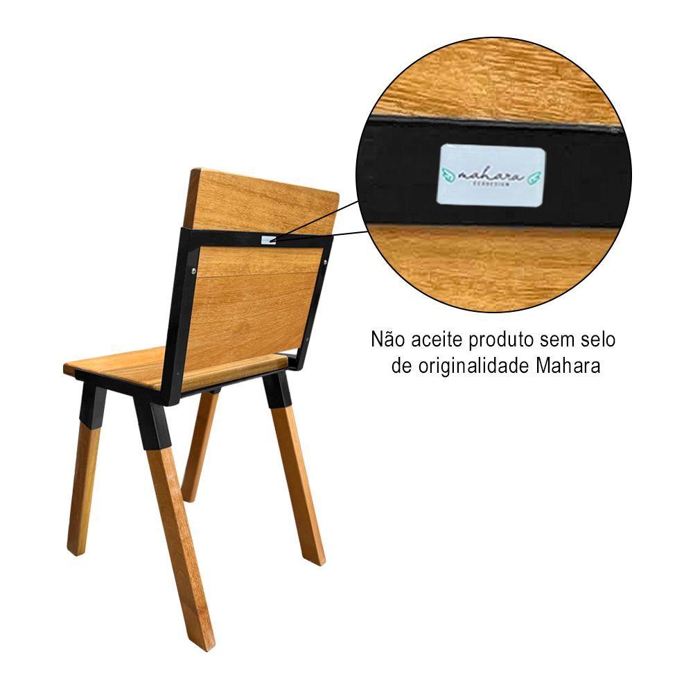 Miniatura Conjunto Mesa Industrial Bernardo Madeira Maciça 1,20mx80cm C- Ferragem Preta E 4 Cadeiras Detroit Marrom