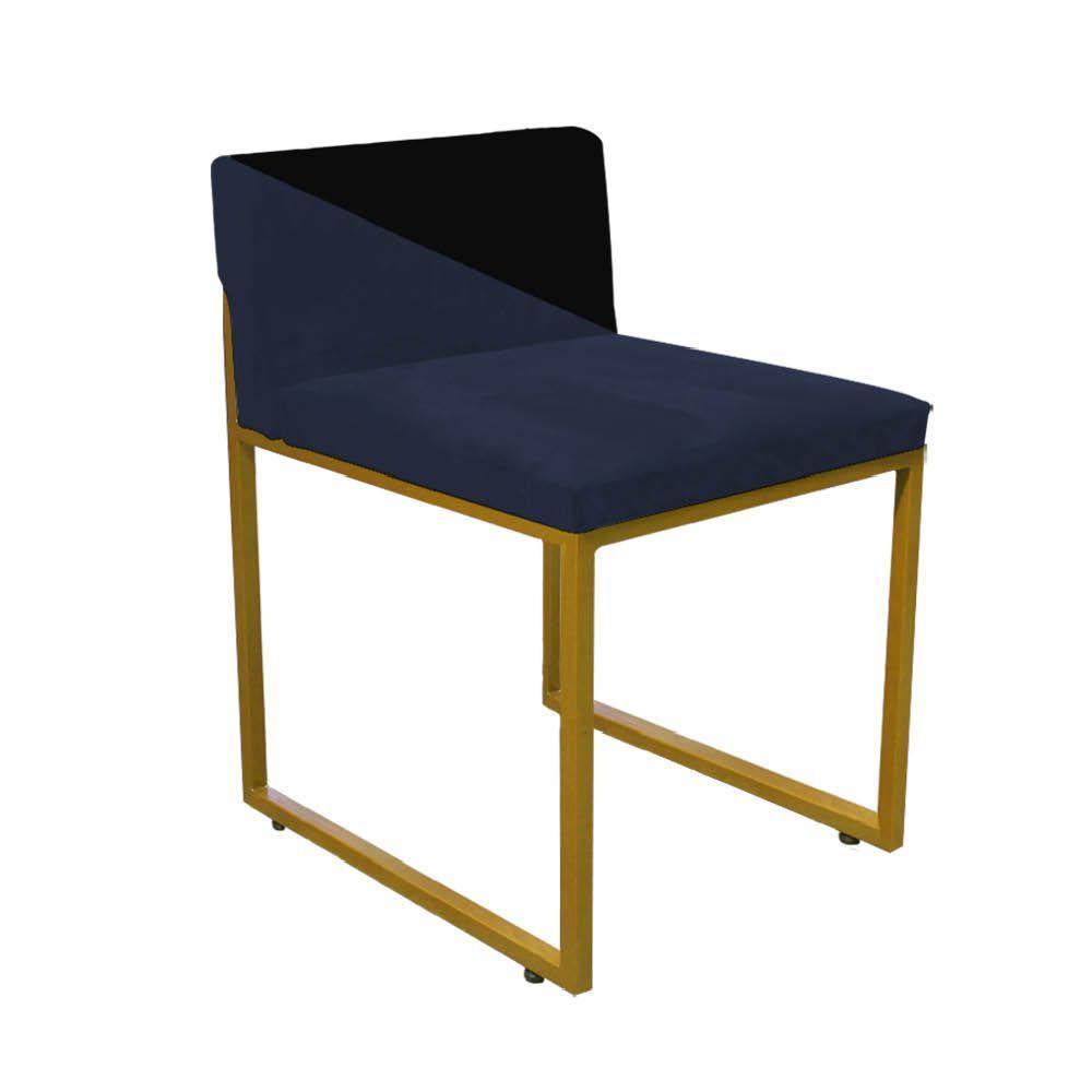 Miniatura Cadeira Lee Duo Sala De Jantar Ferro Dourado Suede Preto E Azul Marinho - Amey Decor