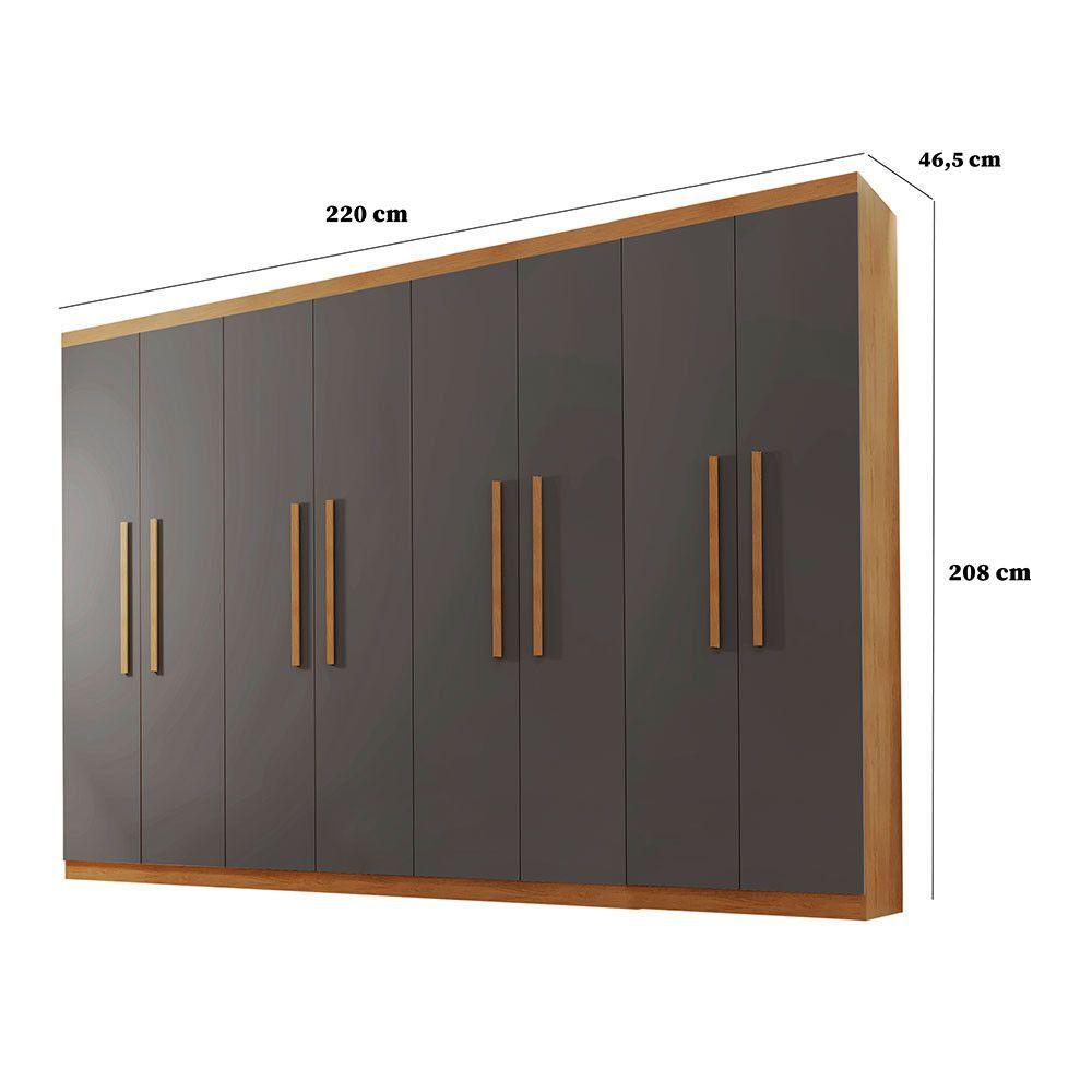 Miniatura Guarda Roupa Casal Hera 8 Portas E 4 Gavetas Rufato Imbuia Com Grafite