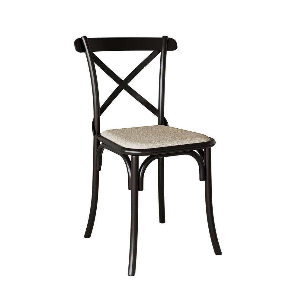 Miniatura Conjunto Mesa De Jantar 6 Cadeiras Katrina Preto Trama Premium Amêndoa 150 Cm - Cor: Marrom