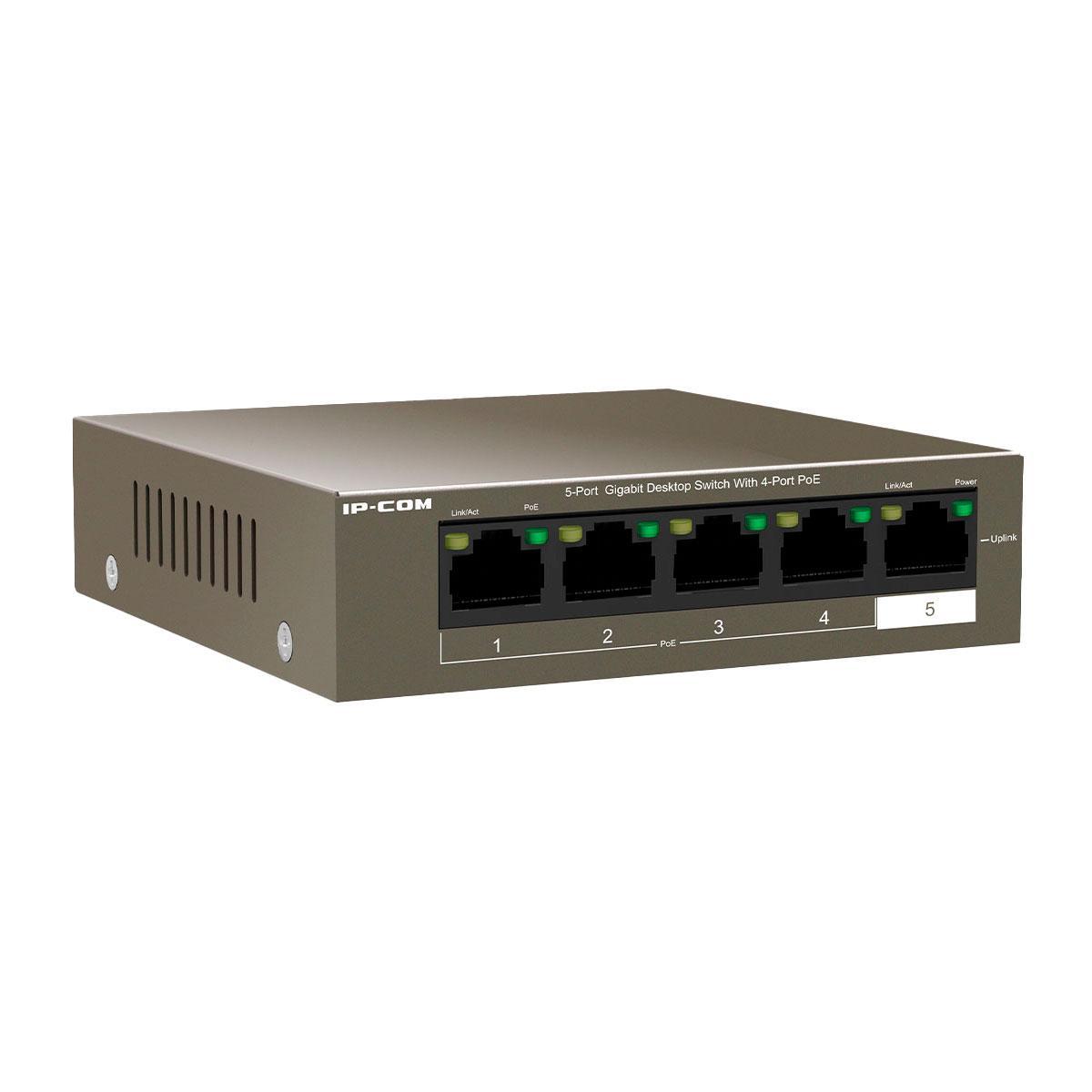 Miniatura Switch Ip-Com, 4 Portas Gigabit 10/100/1000 Mbps Poe + 1
