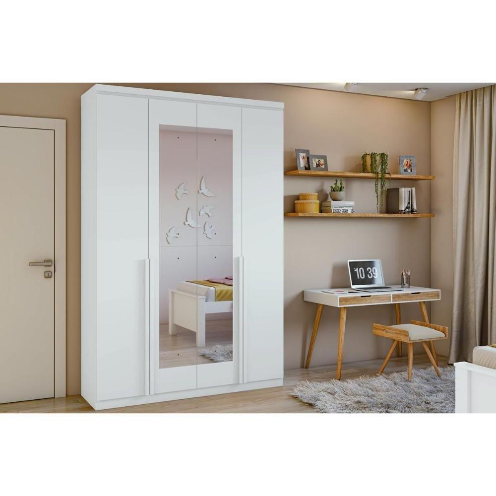 Miniatura Guarda Roupa 4 Portas E 2 Gavetas C- Espelho Alonzo New Branco - Lopas