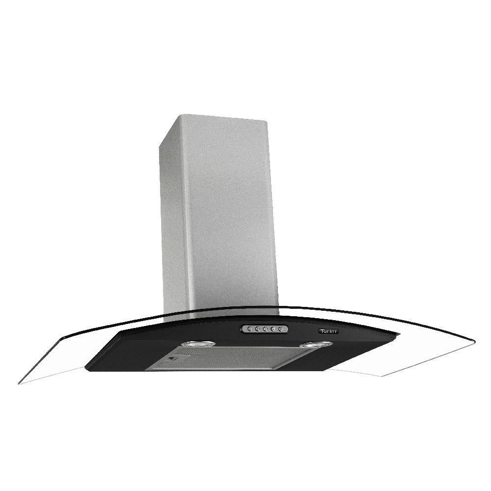 Miniatura Coifa de Parede 90 cm Vidro Curvo Terim Black Inox 110V