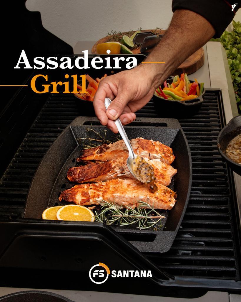 Miniatura Assadeira Grill Ferro Fundido Furada Peixe E Aves