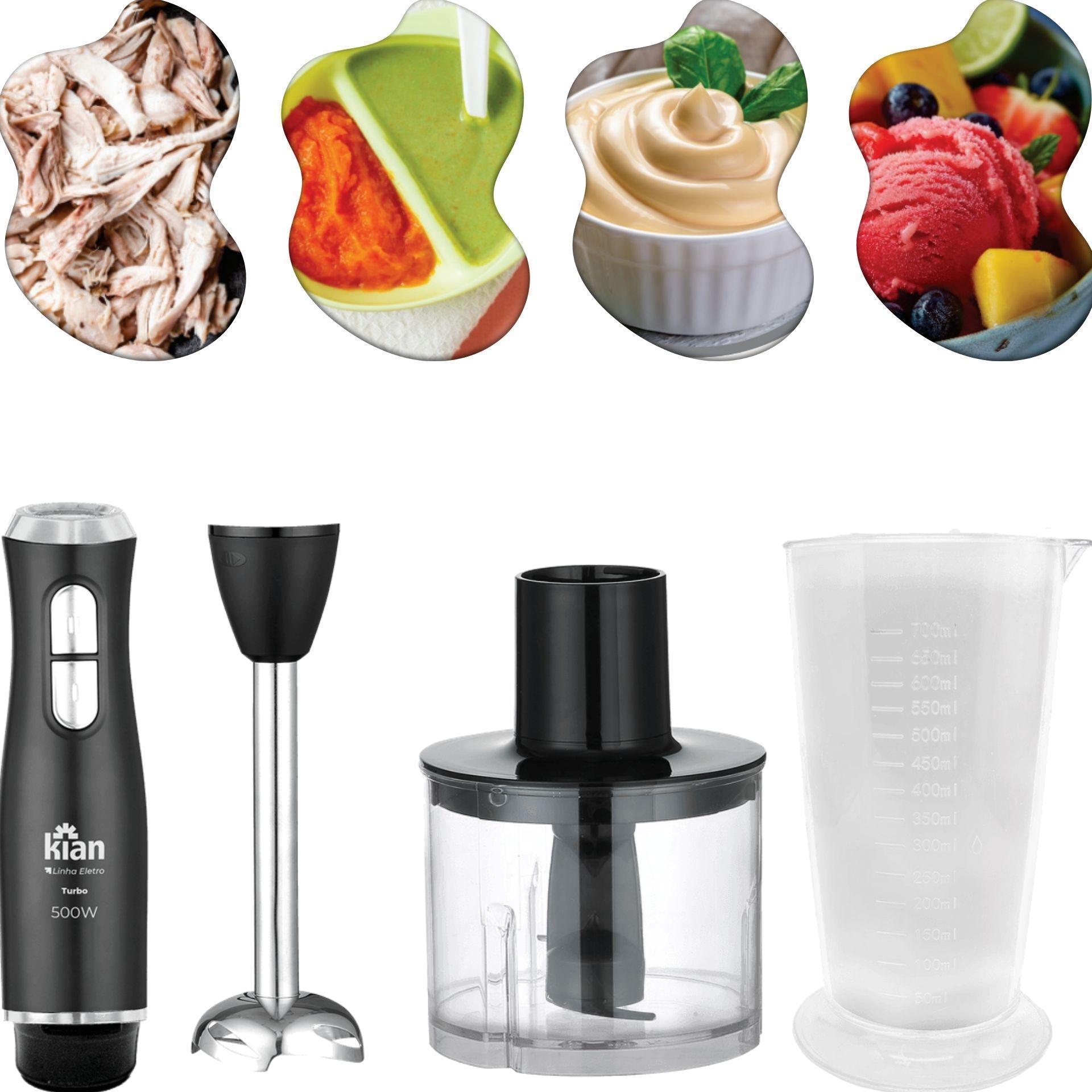 Miniatura Mixer 2X1 Turbo 110V 127V 500W Preto Processador Alimentos