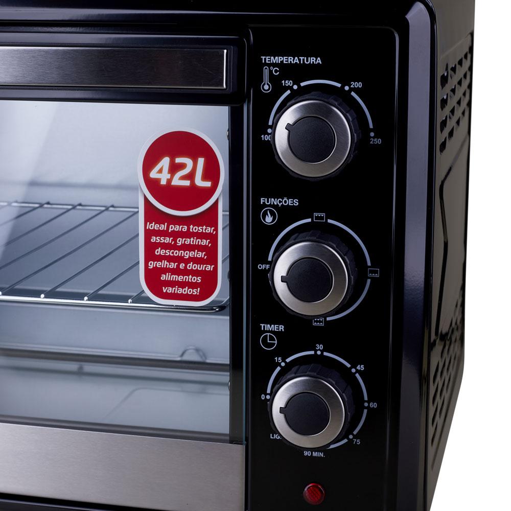 Miniatura Forno Elétrico 42L Family II Mondial FR42 Preto 220V Preto - 220V