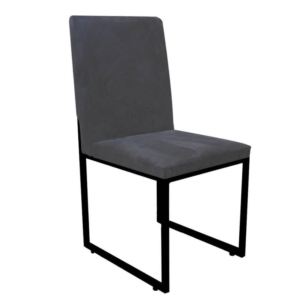 Miniatura Kit 03 Cadeira De Jantar Sttan Sala Ferro Preto Suede Cinza - Amey Decor