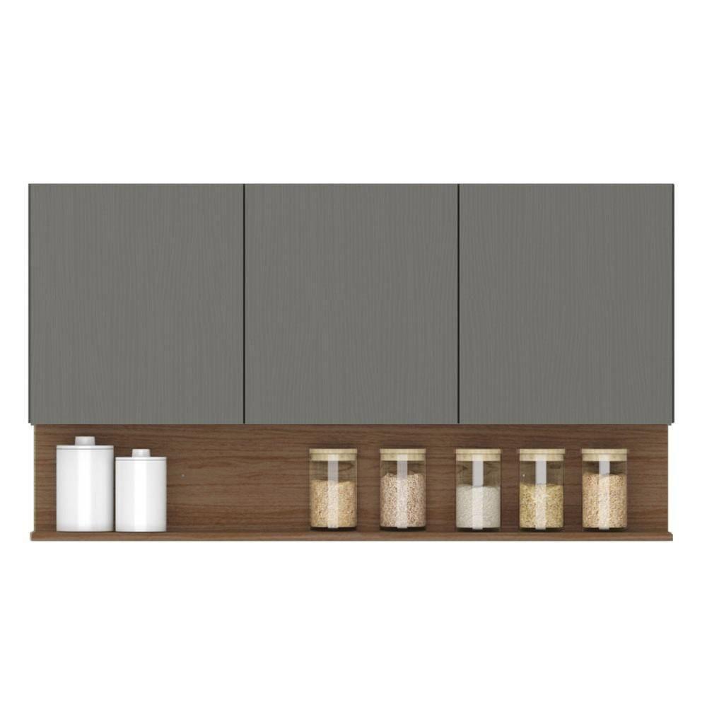 Miniatura Armário Aéreo 120cm 3 Portas Lina K02 Gris-freijó - Mpozenato