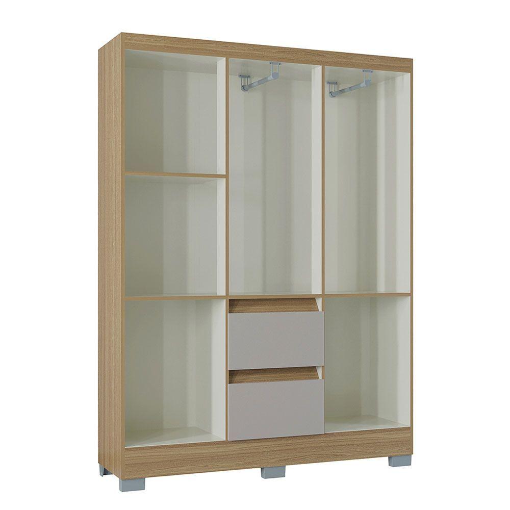 Miniatura Guarda Roupa Napoles 6 Portas 2 Gavetas Poquema Damasco/off White