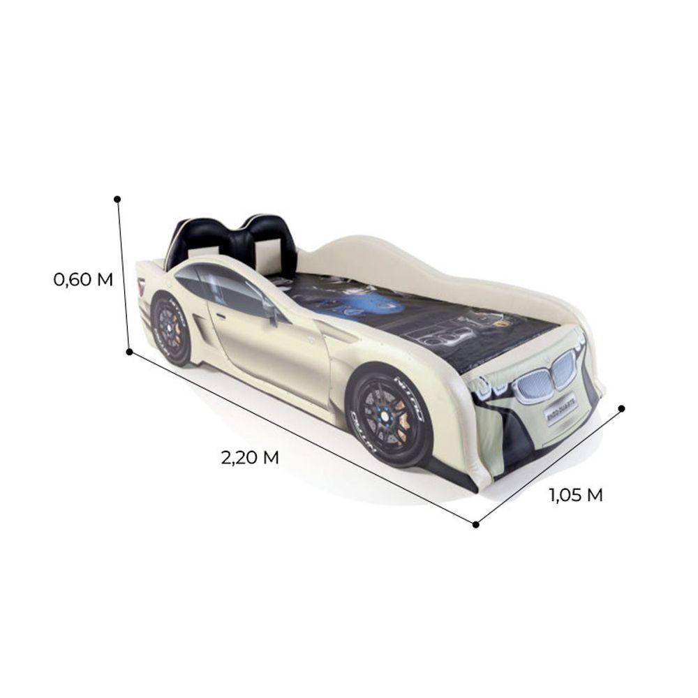 Cama Carro Solteiro Z300 Plus - Totalmente Estofada Com Banco Esportivo - Bege