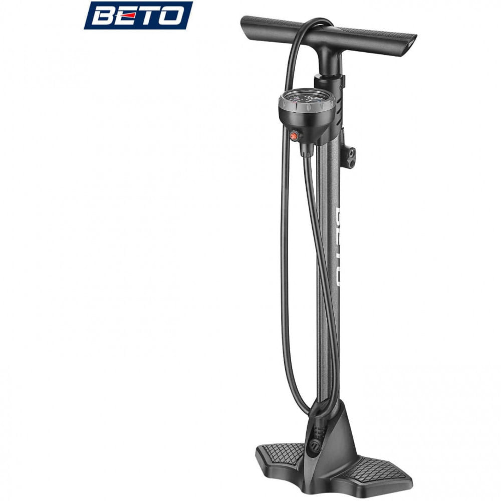 Miniatura Beto Bomba de Piso Ergonômica para Bicicleta com Medidor e Válvula Inteligente 160 PSI Preto