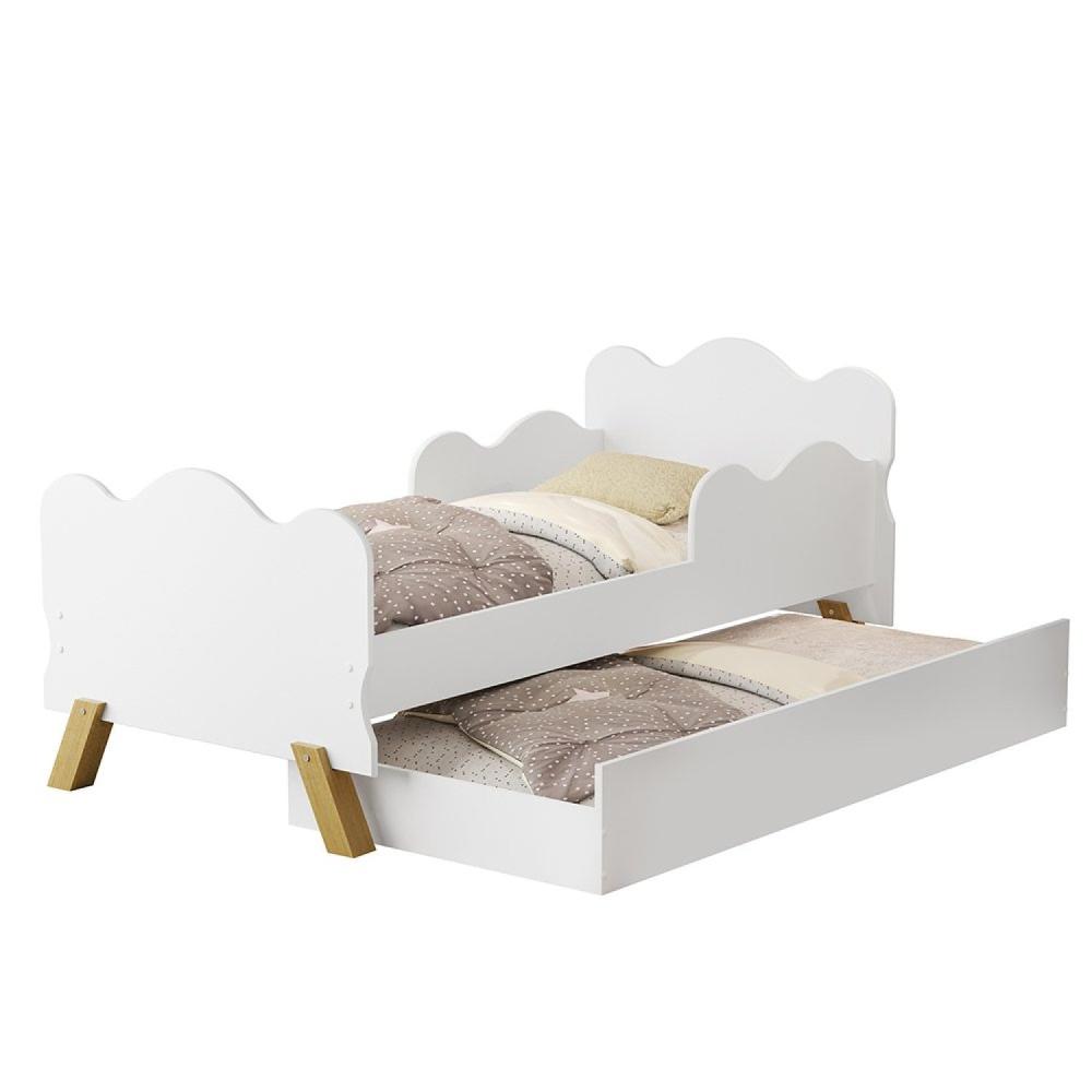 Miniatura Mini Cama Angel Com Auxiliar em MDF Branco