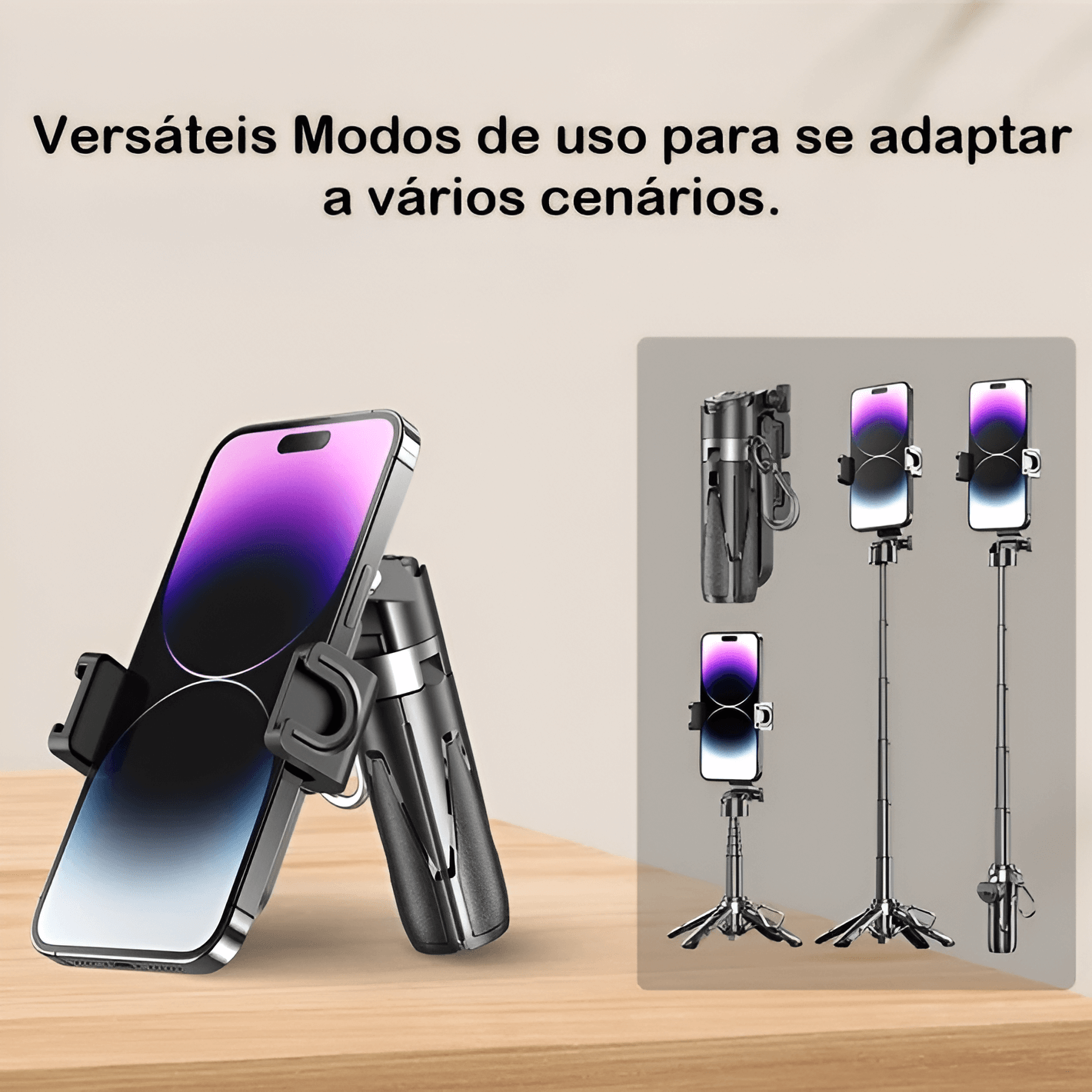 Bastão de Selfie Retrátil 360° para SmartPhones com Mini Tripé e Controle Remoto