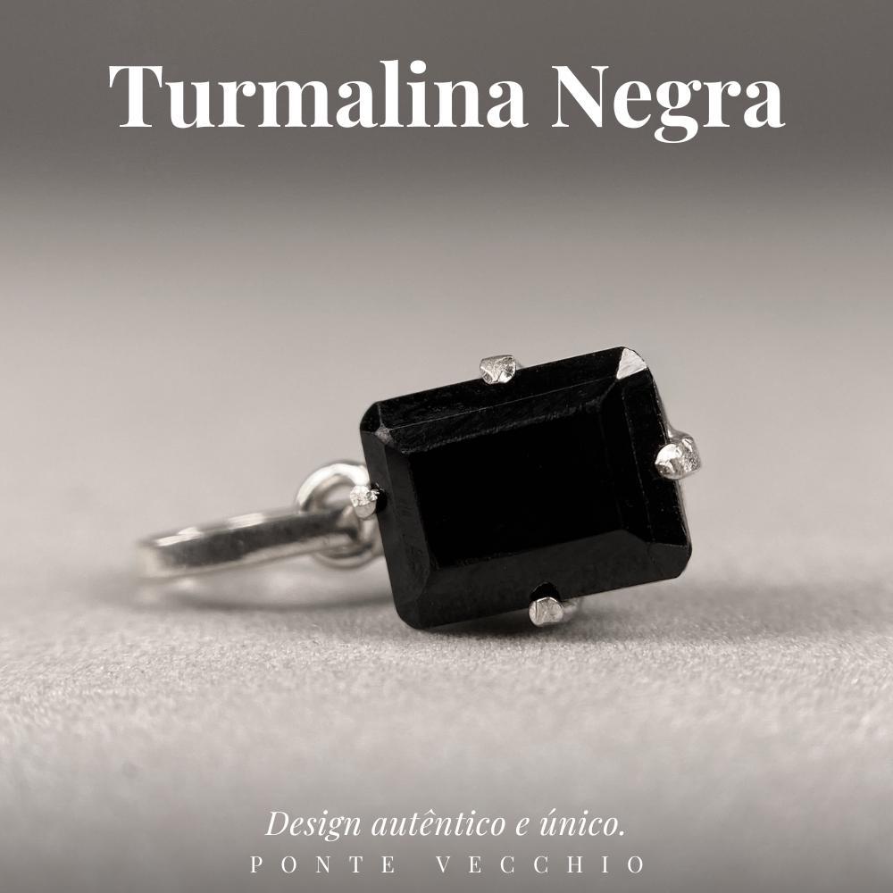 Miniatura Pingente Prata 925 Turmalina Negra Natural Verdadeira Joias