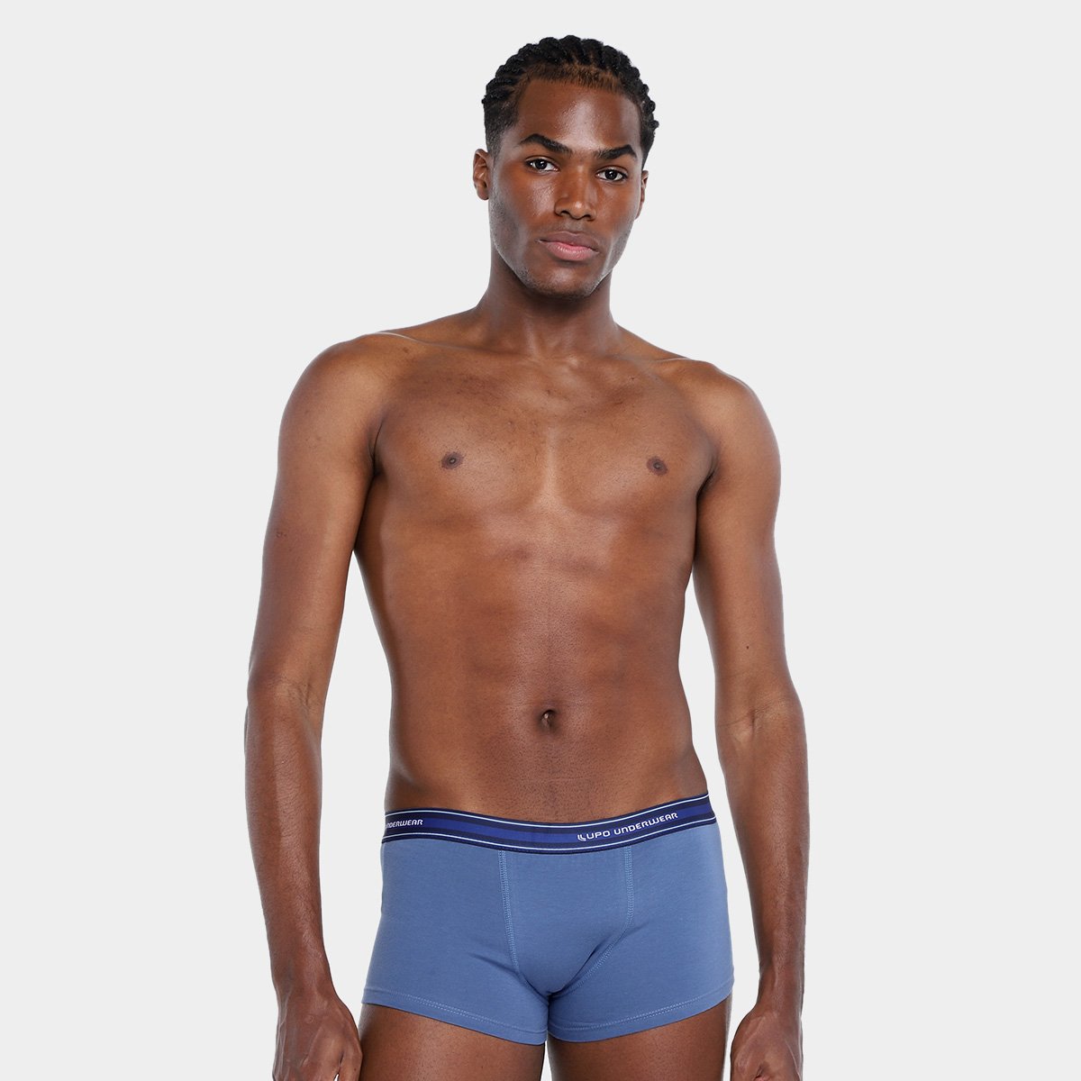 Miniatura Kit Cueca Sunga Lupo Algodão 4 Peças Branco+Azul - G