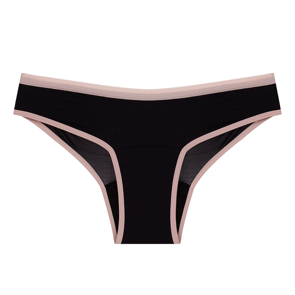 Miniatura Calcinha Absorvente Pantys e Sempre Livre Comfy – Preto e Rosa G