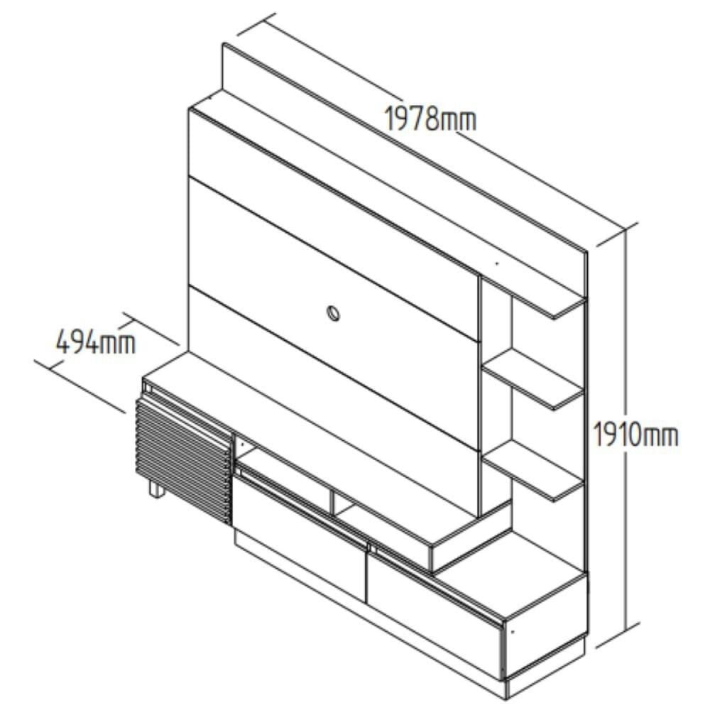 Miniatura Home para Tv 1 Porta e 2 Gavetas Naturalle/Cristalo
