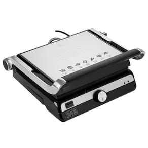 Miniatura Grill Elétrico Black+Decker G1500G Gourmand Gris 1500W Abertura 180° Chapas Removíveis Antiaderente Inox 110V