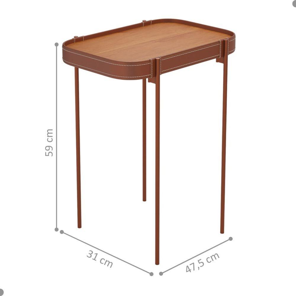 Miniatura Mesa Lateral Com Pés De Metal Lagos Nature Cobre
