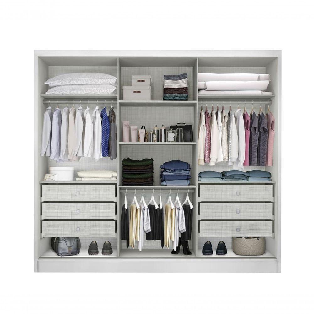 Miniatura Guarda Roupa Casal 3 Portas 6 Gavetas - Arezzo Plus-branco - Móveis Novo Horizonte
