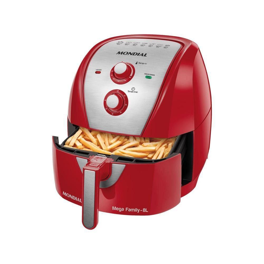 Miniatura Fritadeira Elétrica Air Fryer 8 Litros Mondial Afn80 5993-02 Vermelho/inox 127v