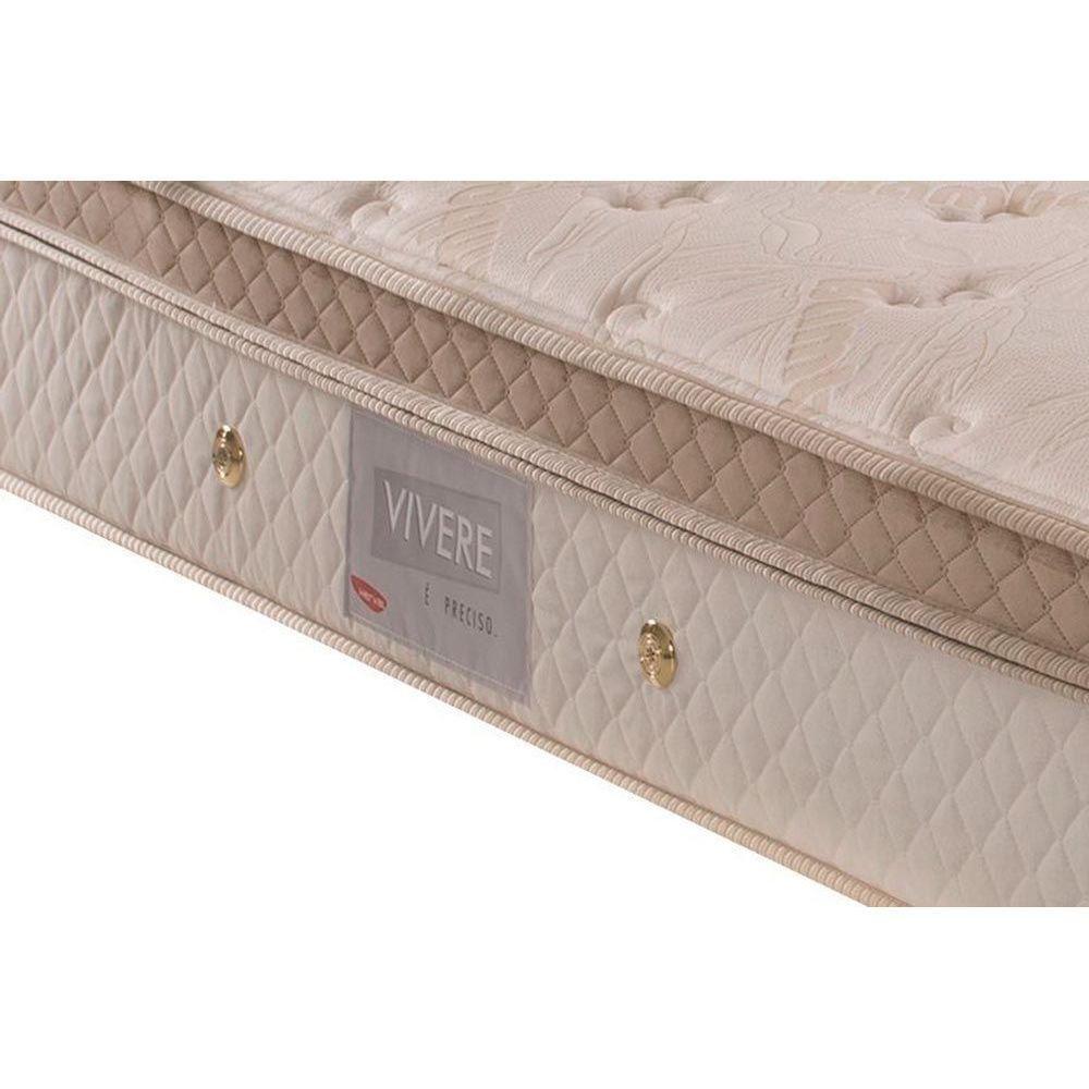 Cama Box Baú King: Colchão Molas Ensacadas Herval Pallace Bambu Plus + Base Bege(193X203)