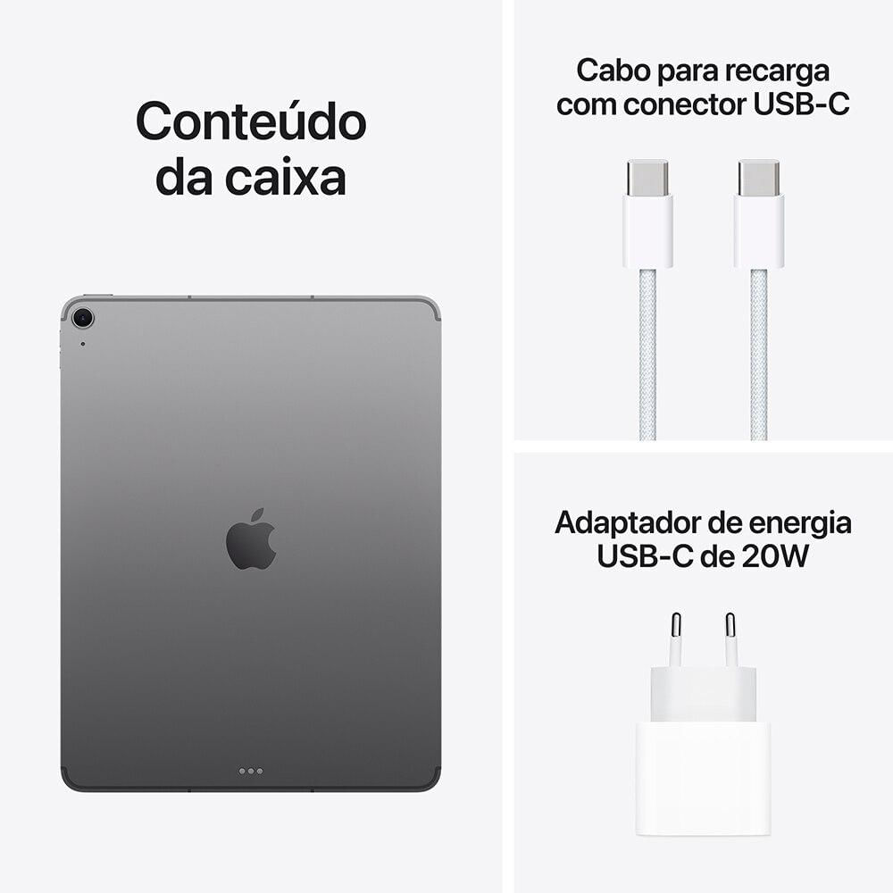 Apple iPad Air 13" M3, 7ª geração, Wi-Fi + Cellular, 512GB - Cinza-espacial