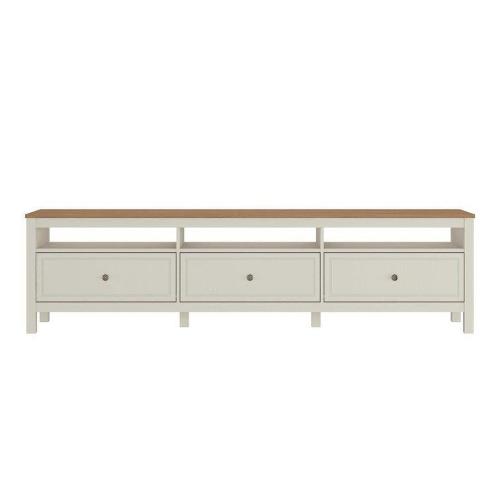 Rack Ananda com Painel Aloe para Tv até 75 Polegadas em Mdf Tampo Madeira Maciça Madeira Originals nature / Off white