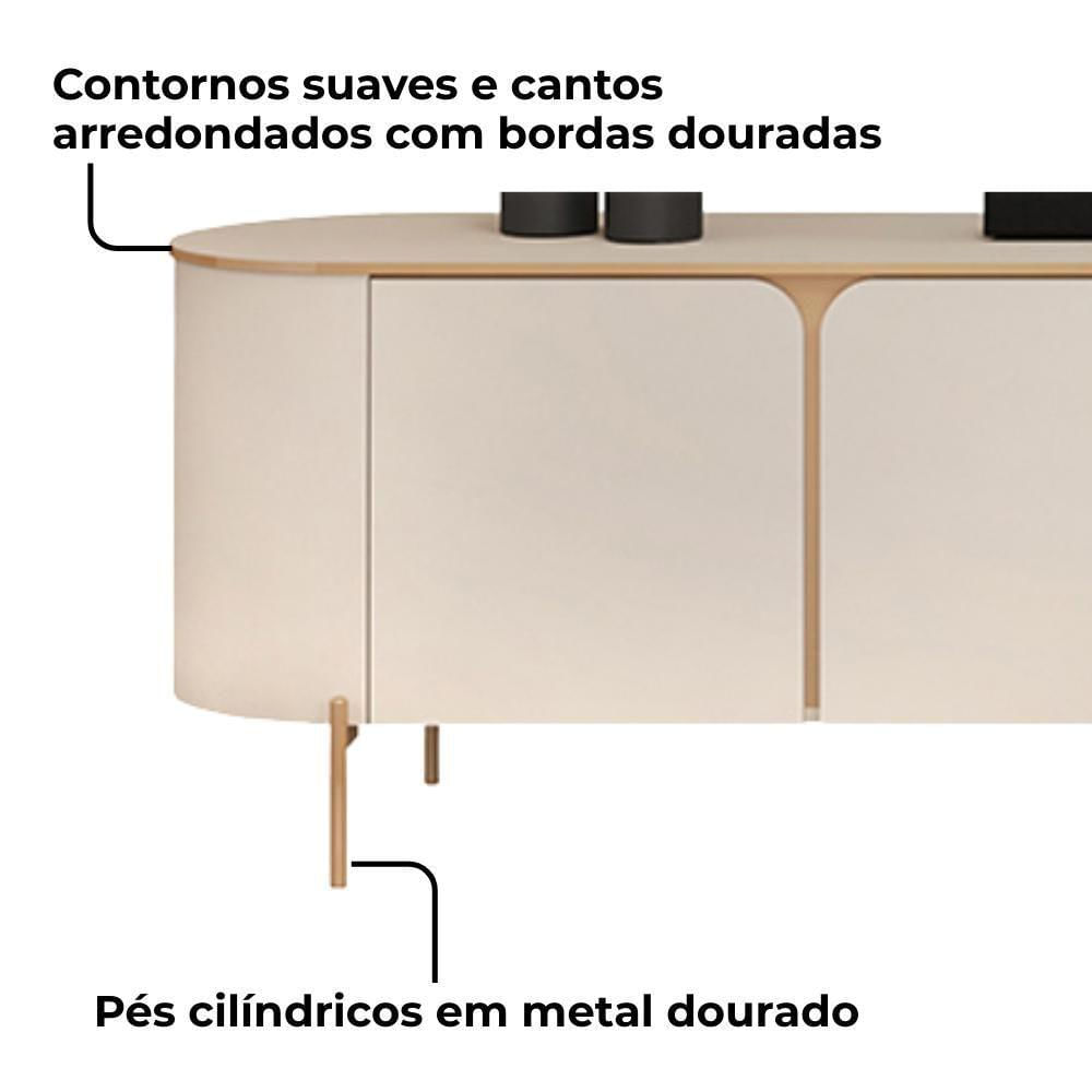 Miniatura Rack Bancada Tv 75 Pol 241 Cm Mdf Ariana Off White Dj Moveis Off White