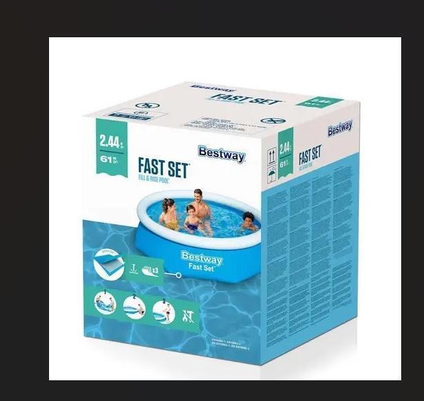 Miniatura Piscina Inflável Fast Set 1.880L 2,44M X 61Cm Bestway
