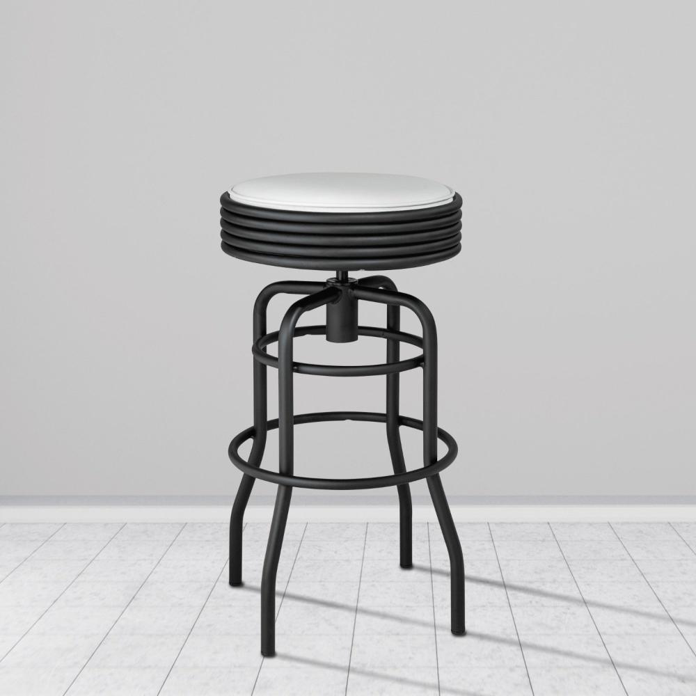 Miniatura Banqueta de Aço Giratória Panamá Compoarte Preto/Branco